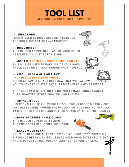 DMY FIREPLACE, CABINETS & FLOATING SHELVES BUILD PLANS