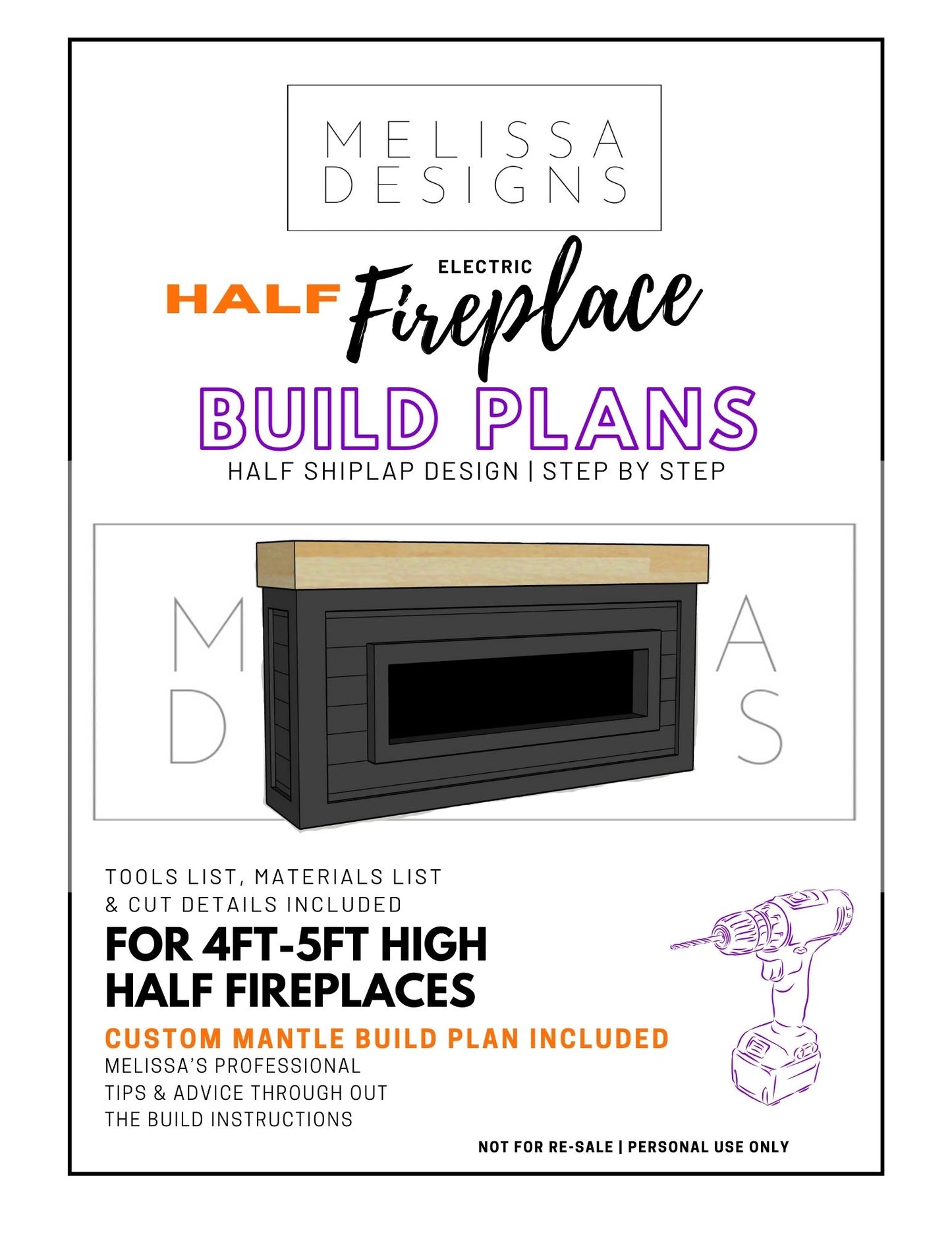 HALF ELECTRIC FIREPLACE BUILD PLANS + MANTLE PLANS