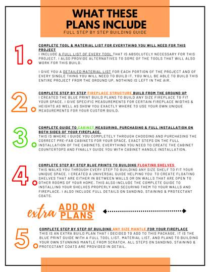 DMY FIREPLACE, CABINETS & FLOATING SHELVES BUILD PLANS