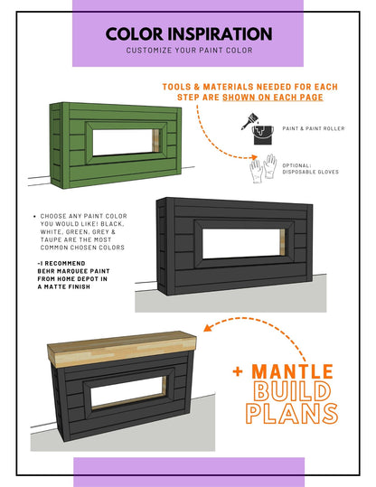 HALF ELECTRIC FIREPLACE BUILD PLANS + MANTLE PLANS