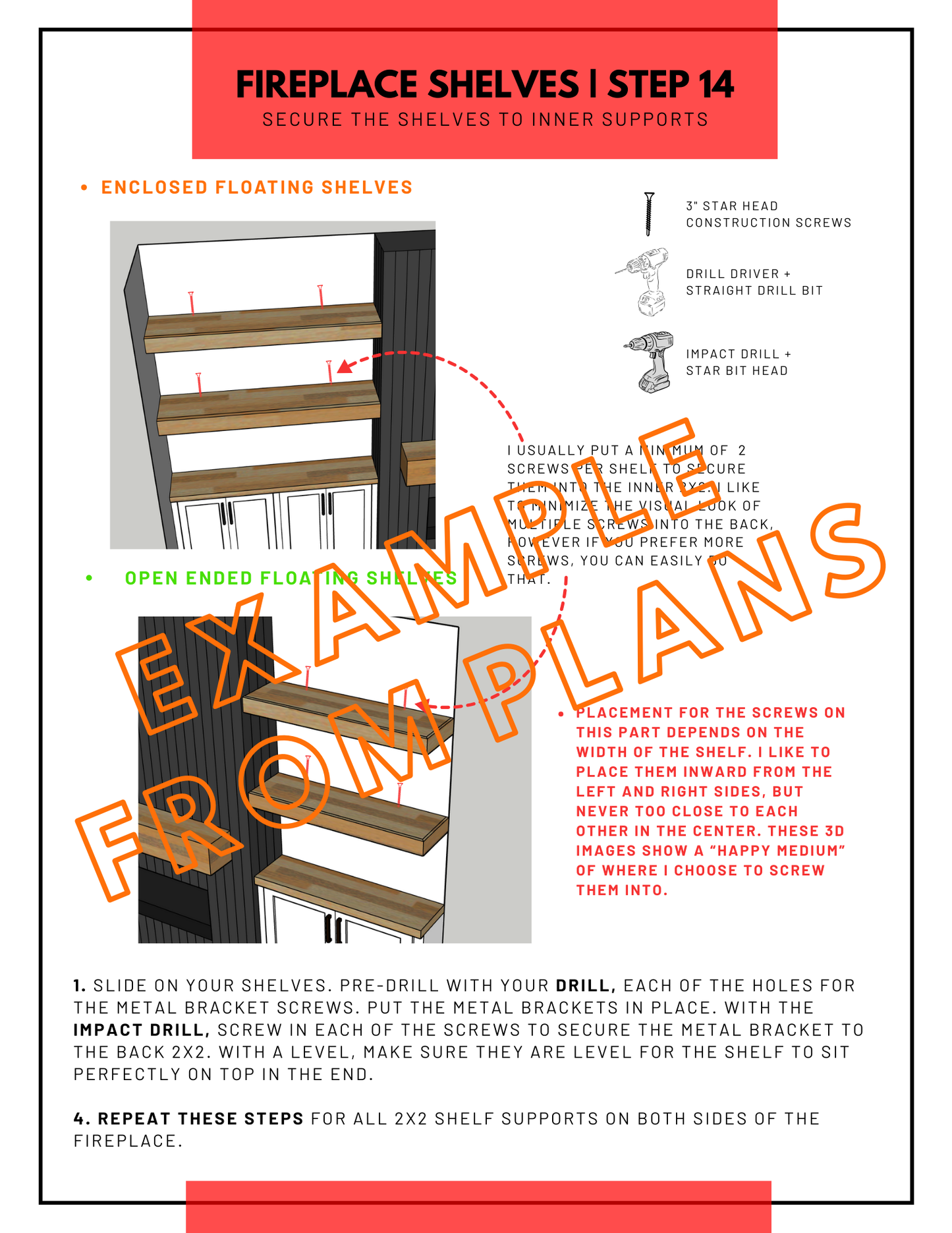 DMY FIREPLACE, CABINETS & FLOATING SHELVES BUILD PLANS