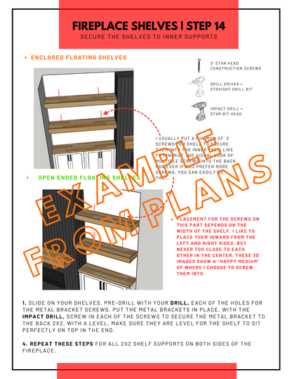 DMY FIREPLACE, CABINETS & FLOATING SHELVES BUILD PLANS