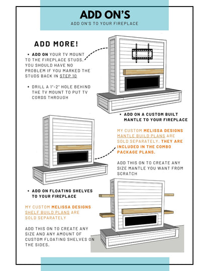 WRAP AROUND BENCH ELECTRIC FIREPLACE BUILD PLANS