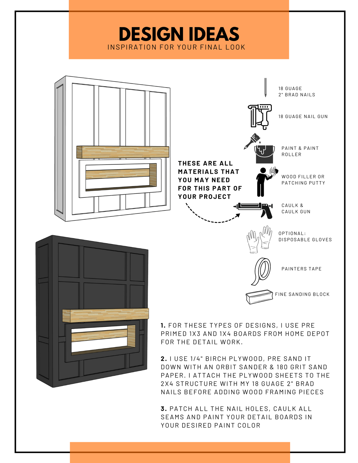 DMY FIREPLACE, CABINETS & FLOATING SHELVES BUILD PLANS