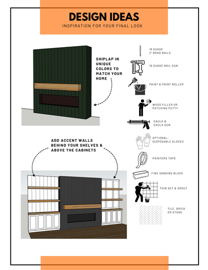 DMY FIREPLACE, CABINETS & FLOATING SHELVES BUILD PLANS