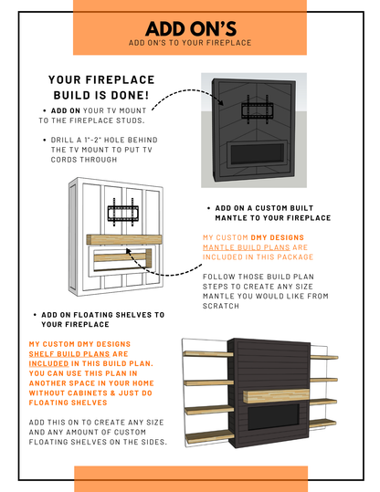 DMY FIREPLACE, CABINETS & FLOATING SHELVES BUILD PLANS